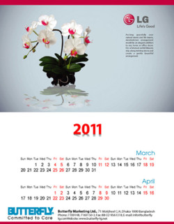 LG, Butterfly_Wall Calendar 2011, Design by Probir Chakravarty artndesignbd, artndesign, ArtnDesign, ArtnDesignbd, Art n Design, Art Direction, Creative Design, Probir Chakravarty, Graphic Design, Wall Calendar.